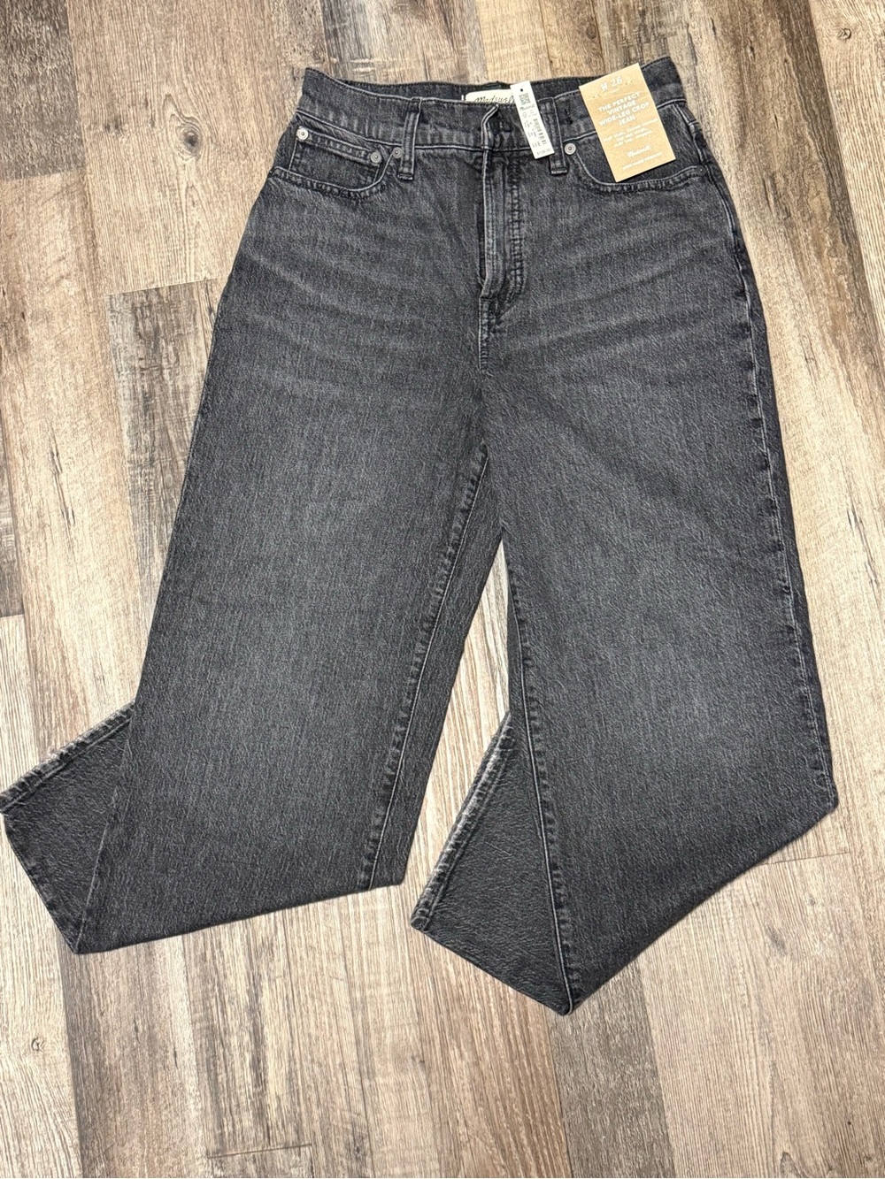 NWT Madewell The Perfect Vintage Wide Leg Cropped Jean Black Size 26